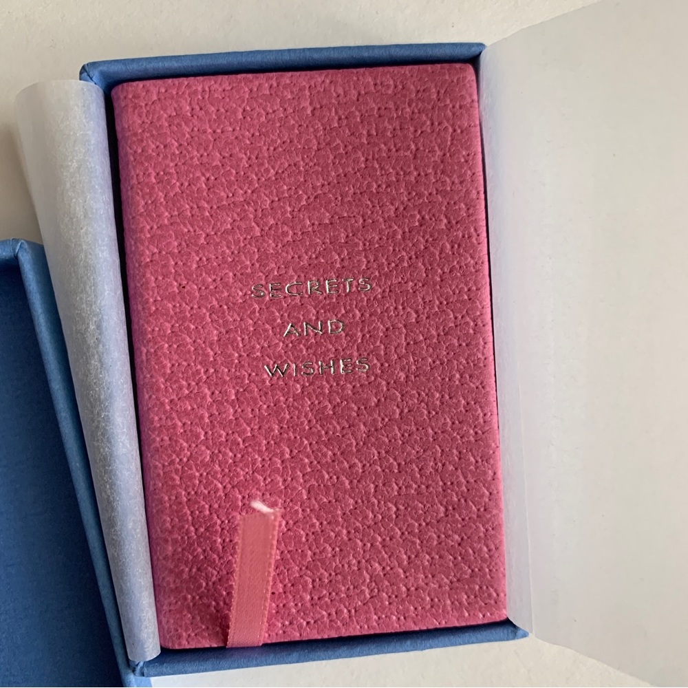 SMYTHSON Pink Leather Secrets & Wishes Notebook in box